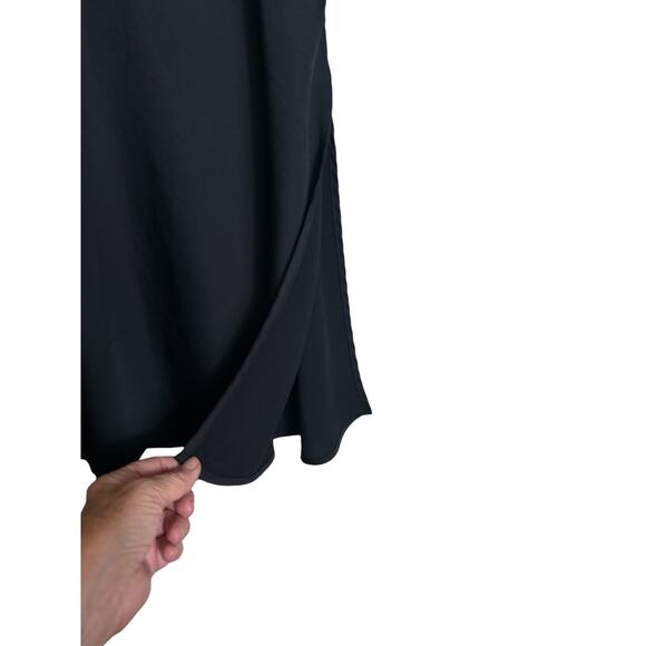 A New Day Women’s Black A-Line Satin Feel Slip Midi Skirt Elastic Waist Large - Picture 5 of 9